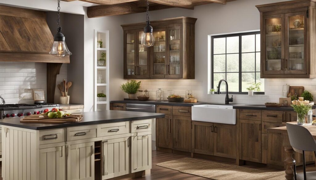 Farmhouse two tone kitchen cabinets