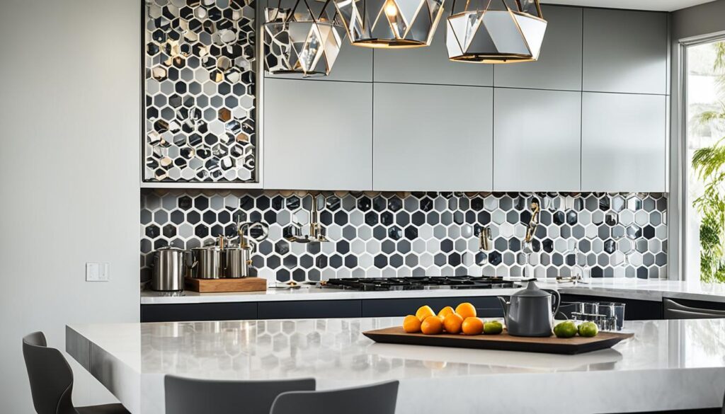 Kitchen Island Tile Backsplash - Geometric