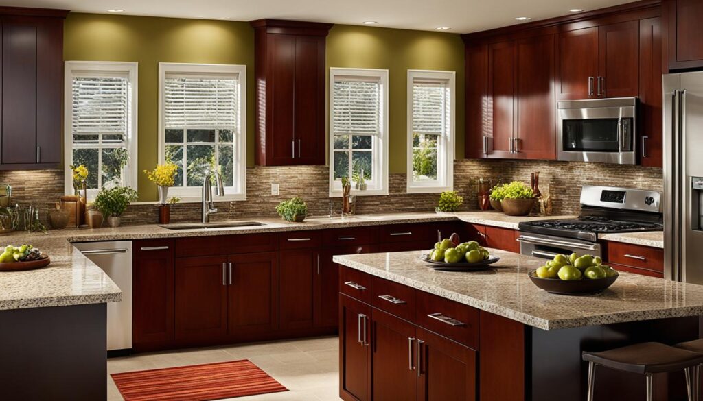 Trending kitchen colors with cherry cabinets