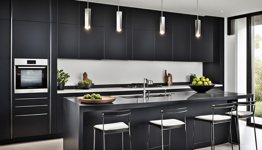 elegant dark grey kitchen cabinetry