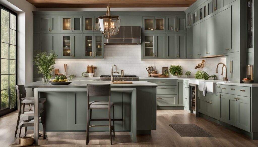 evergreen fog kitchen cabinets