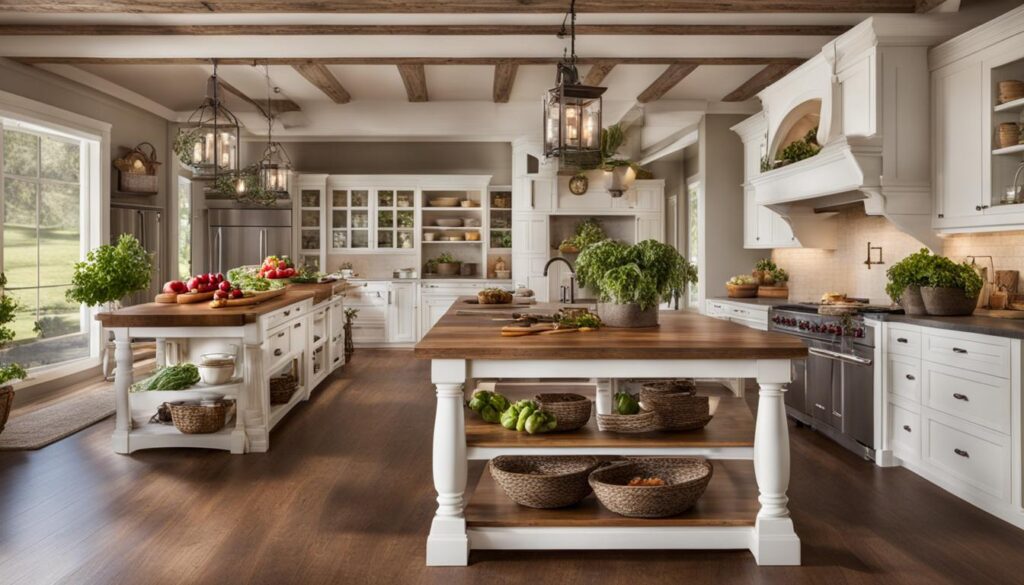 farmhouse kitchen island with columns