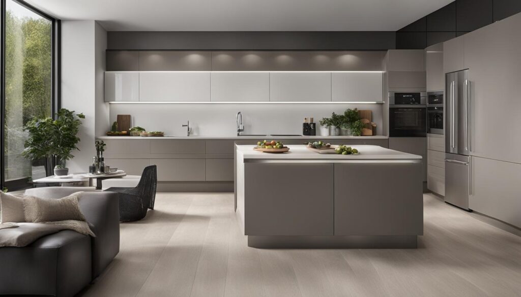 greige kitchen flooring