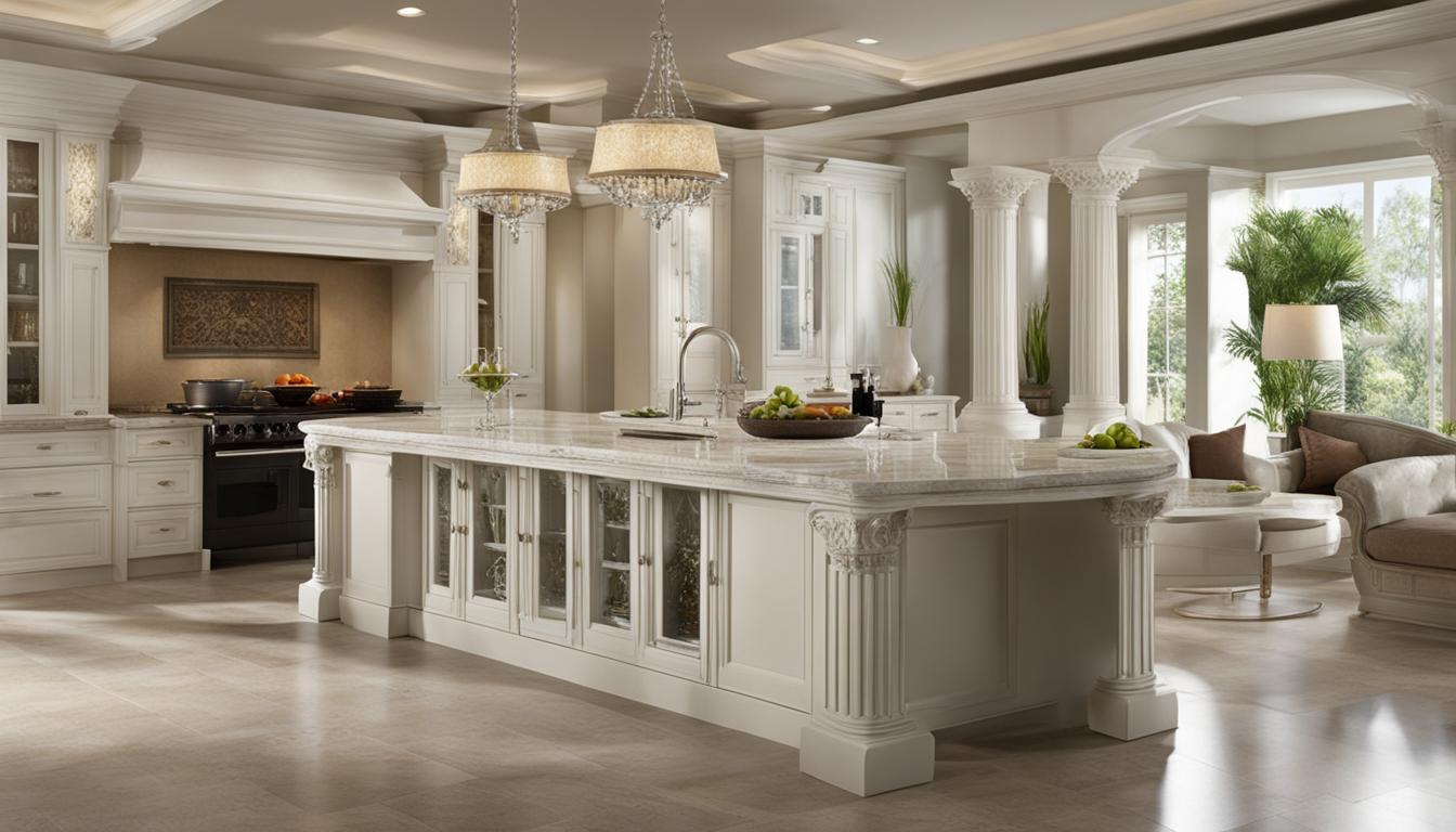 kitchen island with columns