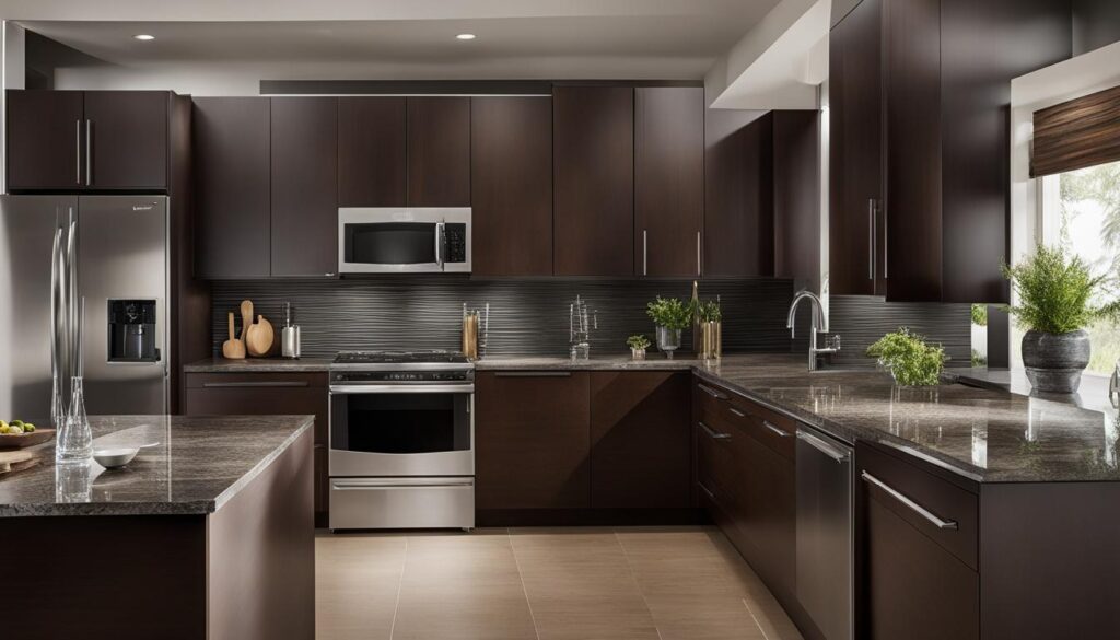 modern dark brown kitchen cabinets