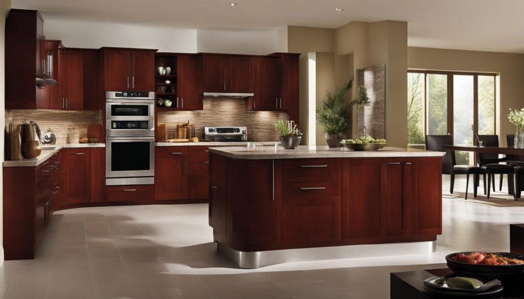 modern kitchen color schemes with cherry cabinets