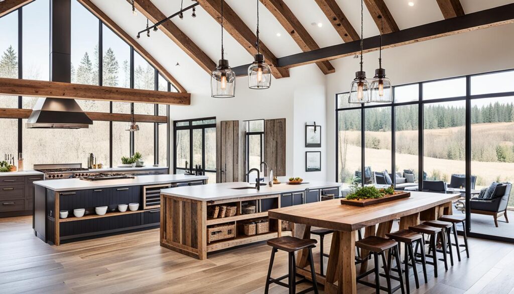 open concept barndominium kitchen