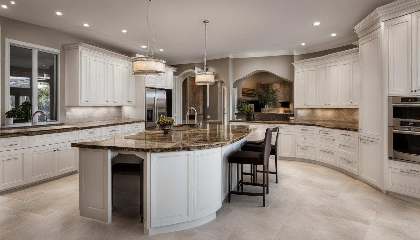 white kitchen fantasy brown granite