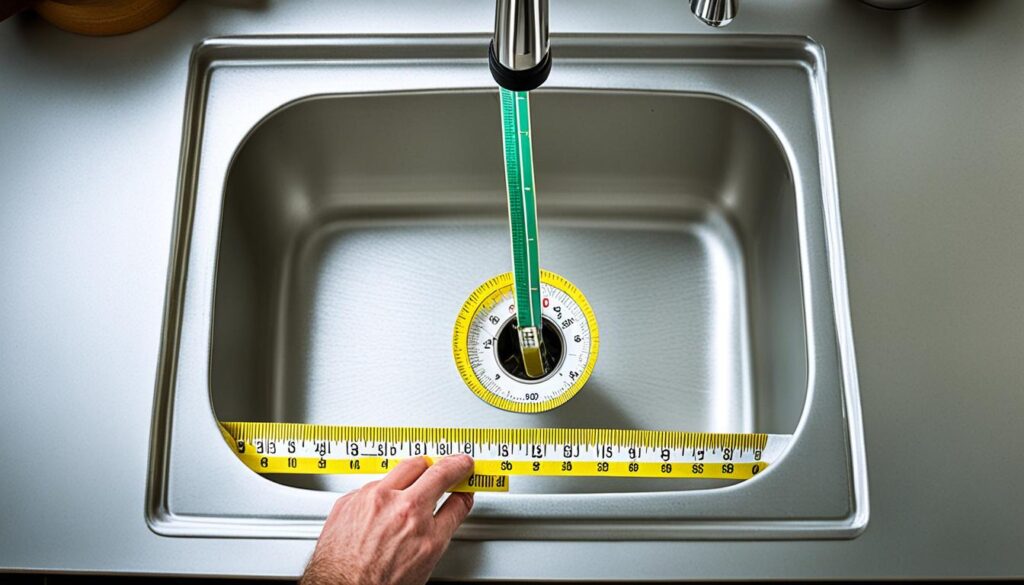 Measuring the length and width of a kitchen sink