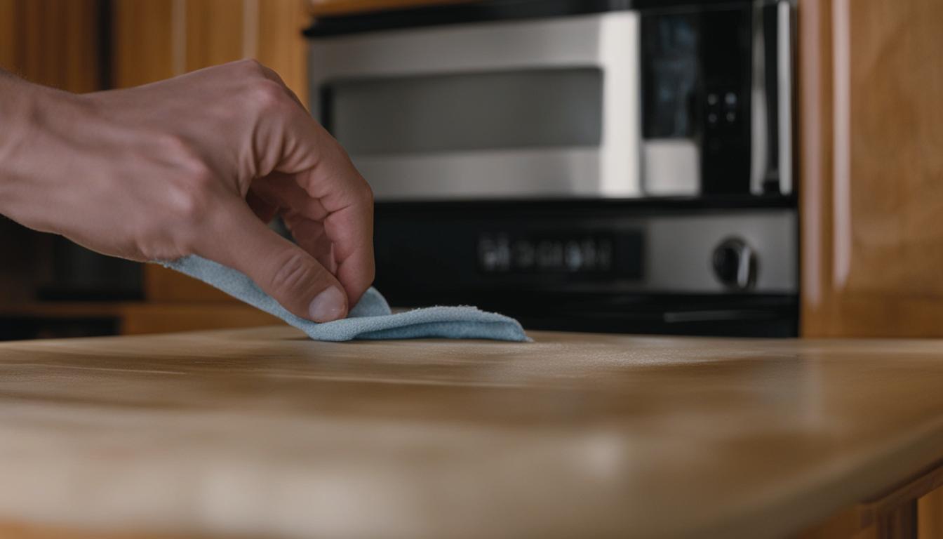 how to clean sticky wood kitchen cabinets