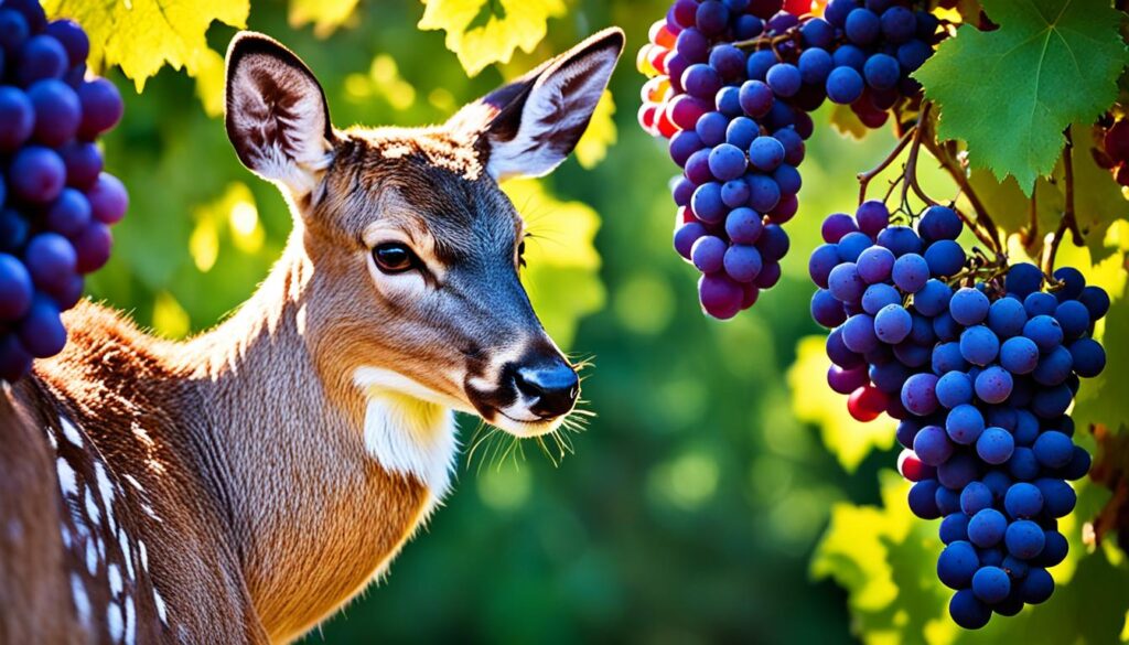 deer eating grapes