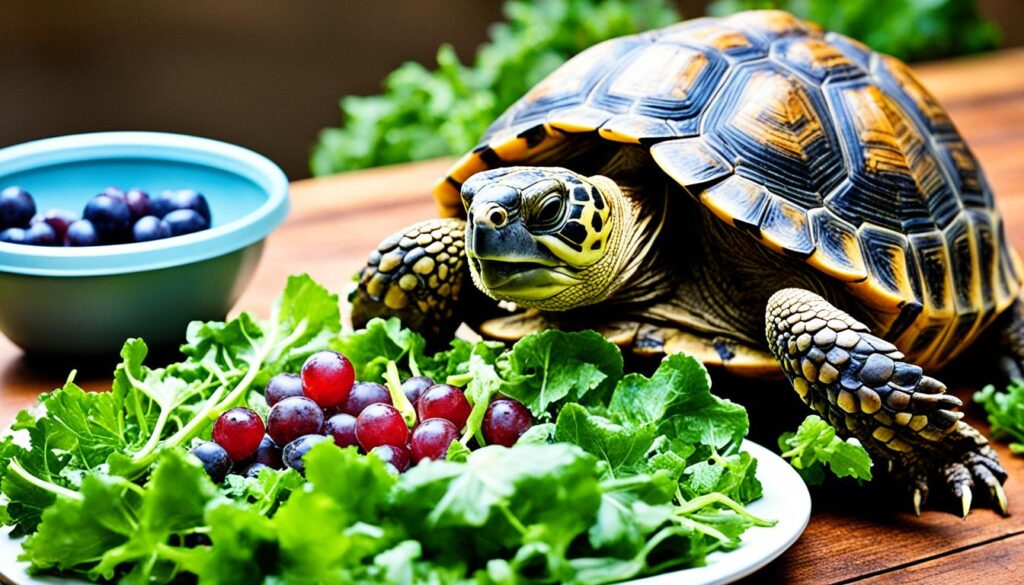 tortoise eating leafy greens