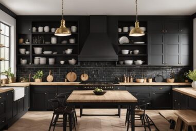 Farmhouse Black Kitchen Cabinets: Trendy Charm